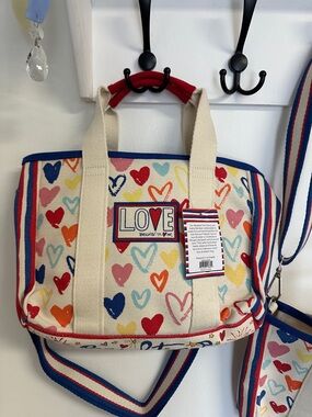 Brighton LOVE Heart-Print Canvas Tote Bag - Cream with Multicolor Hearts